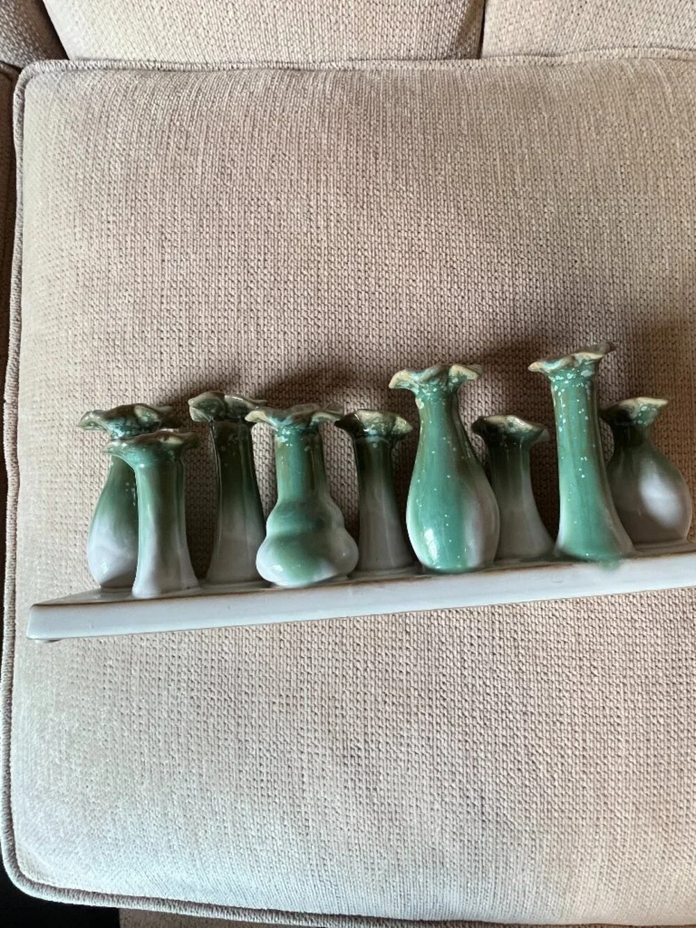 Tag Flourish Bud Vase Green Reactive Glaze